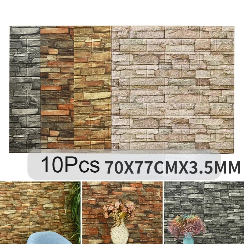 10PCS Self Adhesive 3D Brick W - огляд і ціна Pvc Panel Background