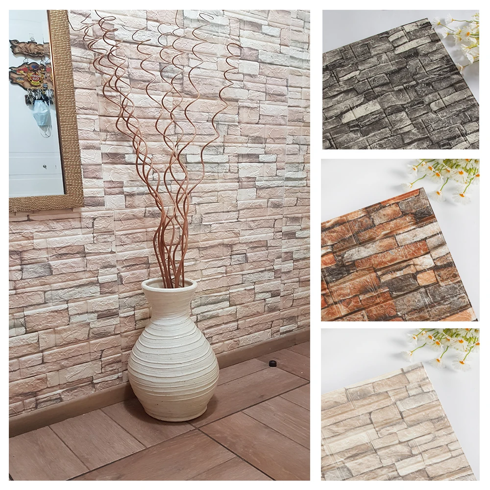 10PCS Self Adhesive 3D Brick W - огляд і ціна Pvc Panel Background