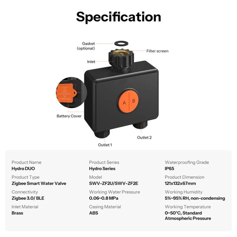 AB66-IP65 Rated Zigbee 3.0 Hyd - огляд і ціна Timer Dual Outlet