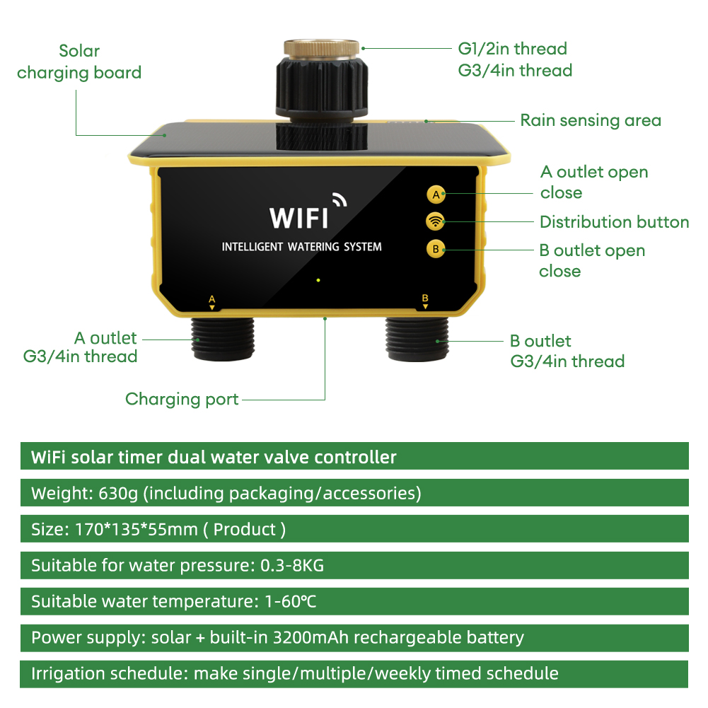 WiFi Solar Timer Dual Water Va - огляд і ціна Timer Dual Outlet
